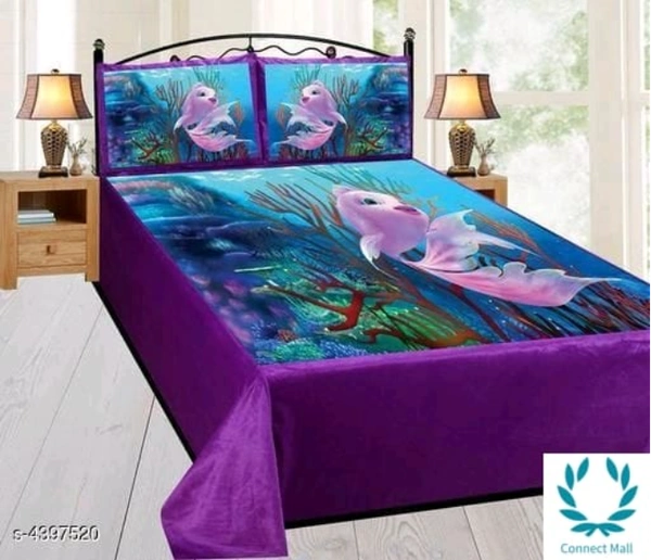 Velvet King Double Bedsheet - King (Length Size: 104 in Width Size: 95 in Pillow Length Size: 27 in Pillow Width Size: 17 in), Velvet, Digital Printed